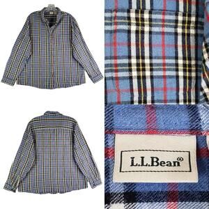 LL Bean Button Down Shirt Long Sleeve Women’s Size XL Blue Plaid Flannel
